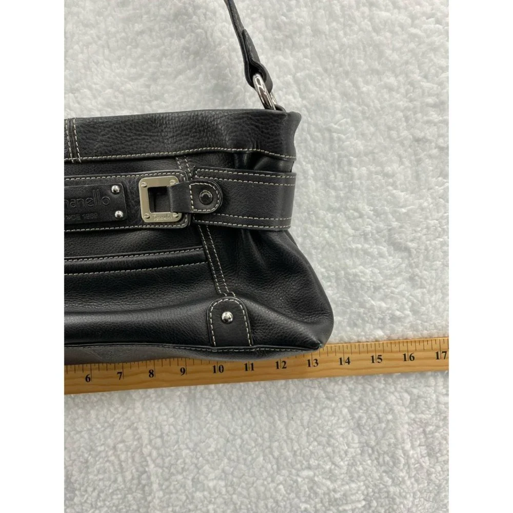 Tignanello Womens Shoulder‎ Bag Black Textured Zipper Pockets Sling M